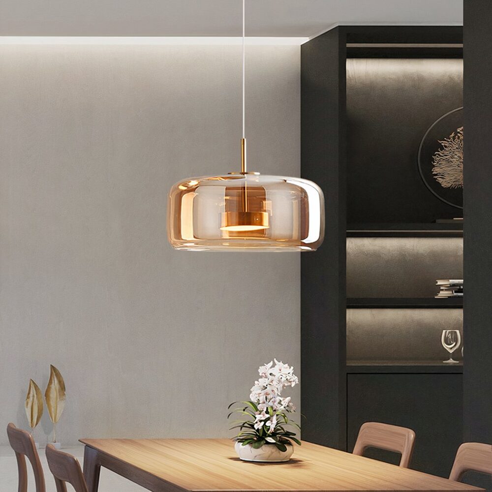 Suspension verre fumé LED au design moderne