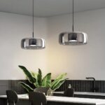 Suspension verre fumé LED au design moderne - vue de face