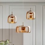 Suspension verre fumé LED au design moderne - vue de côté