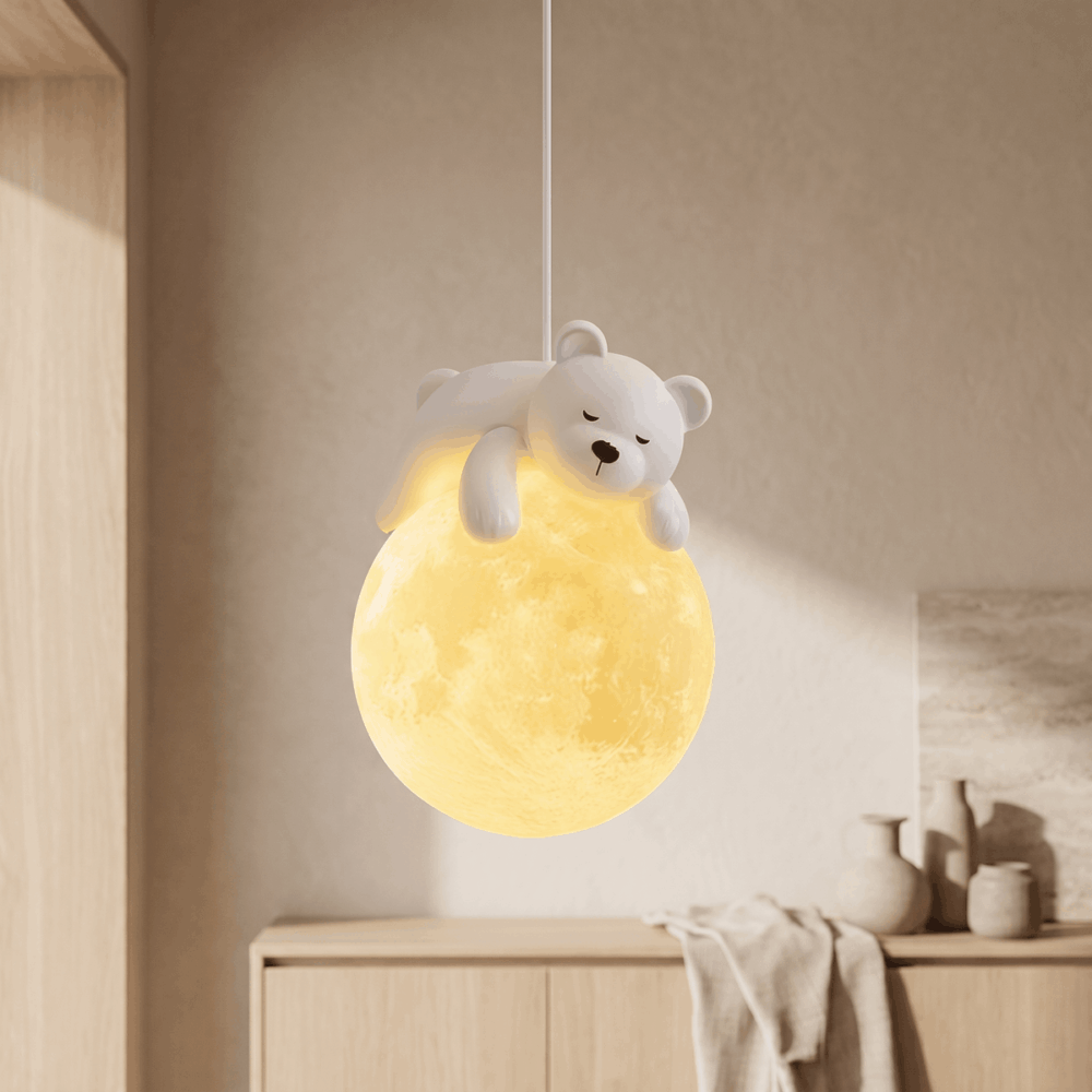 Suspension LED moderne et minimaliste en forme d’ourson en résine