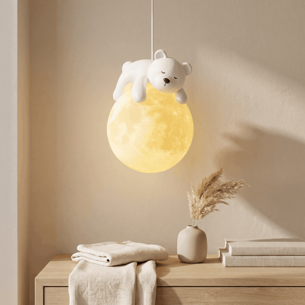 Suspension LED moderne et minimaliste en forme d’ourson en résine