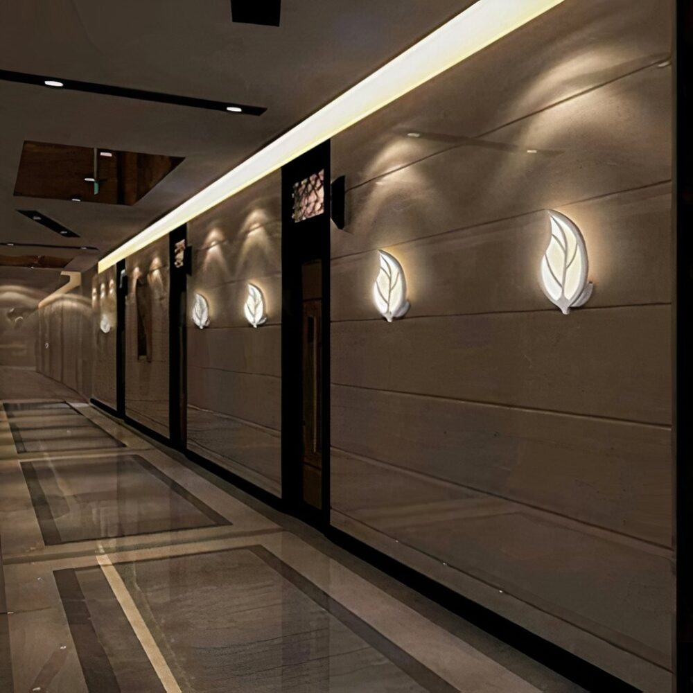 Applique murale LED d'intérieur en forme de feuille - vue de face