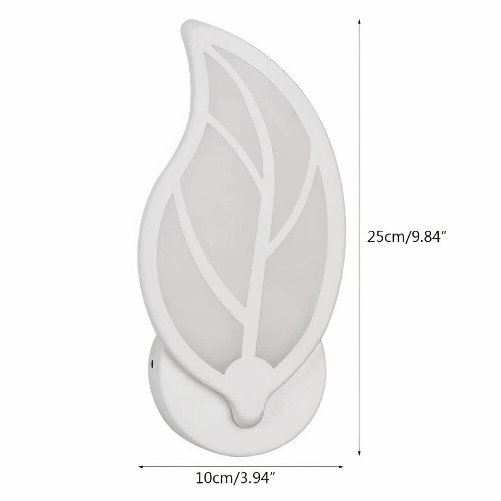 Applique murale LED d'intérieur en forme de feuille - vue de côté