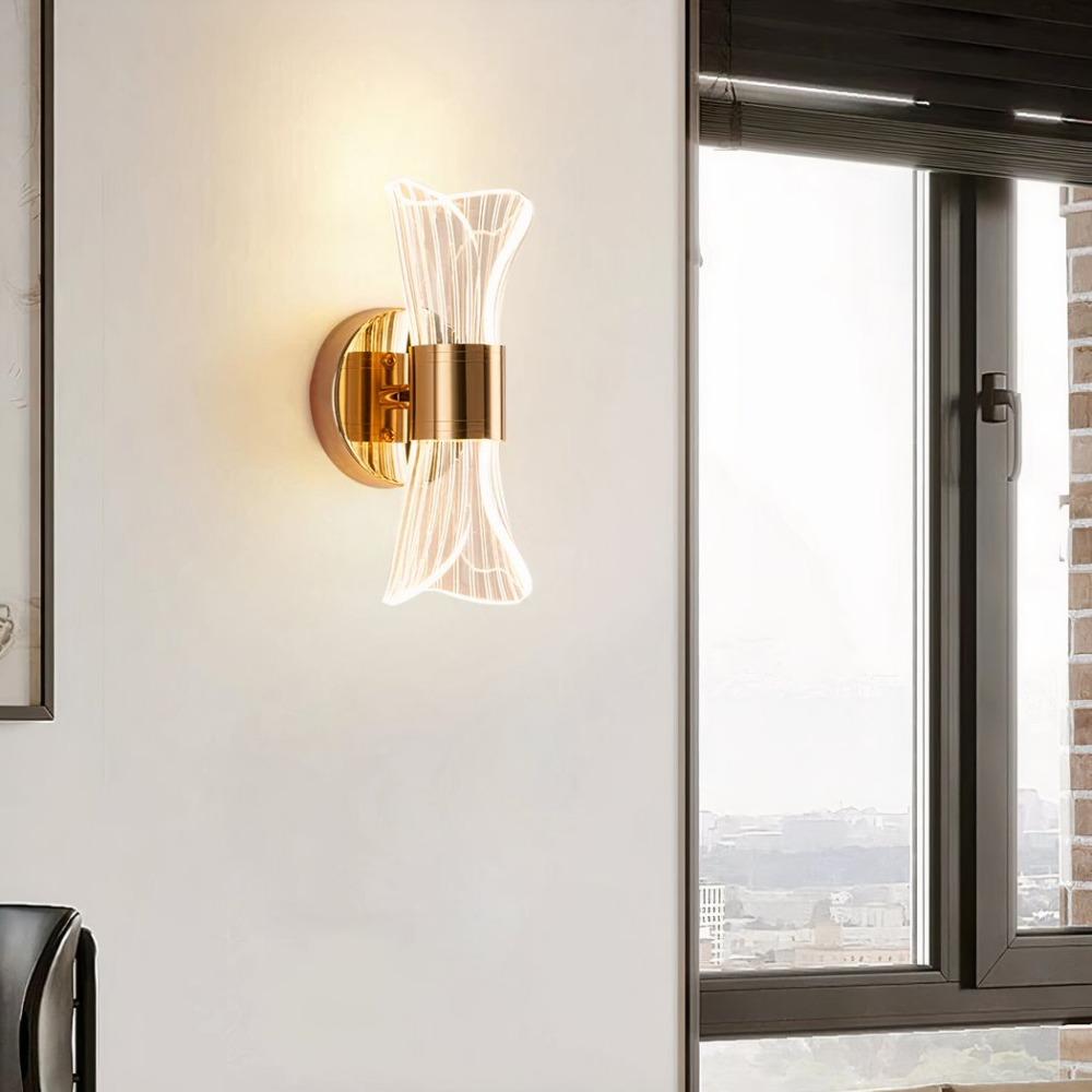 Applique murale LED luxueuse et nordique en aluminium et acrylique - vue de face