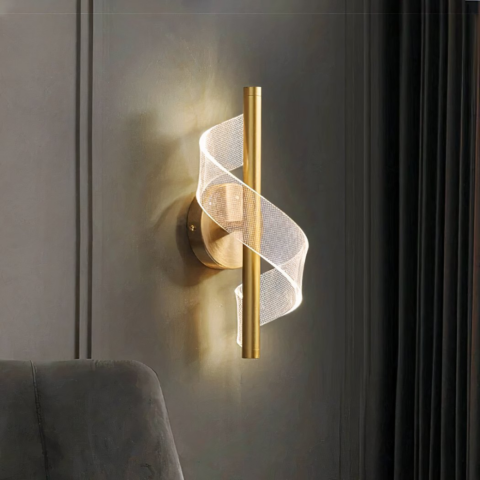 Applique murale LED nordique et luxueuse en acrylique sur fond gris