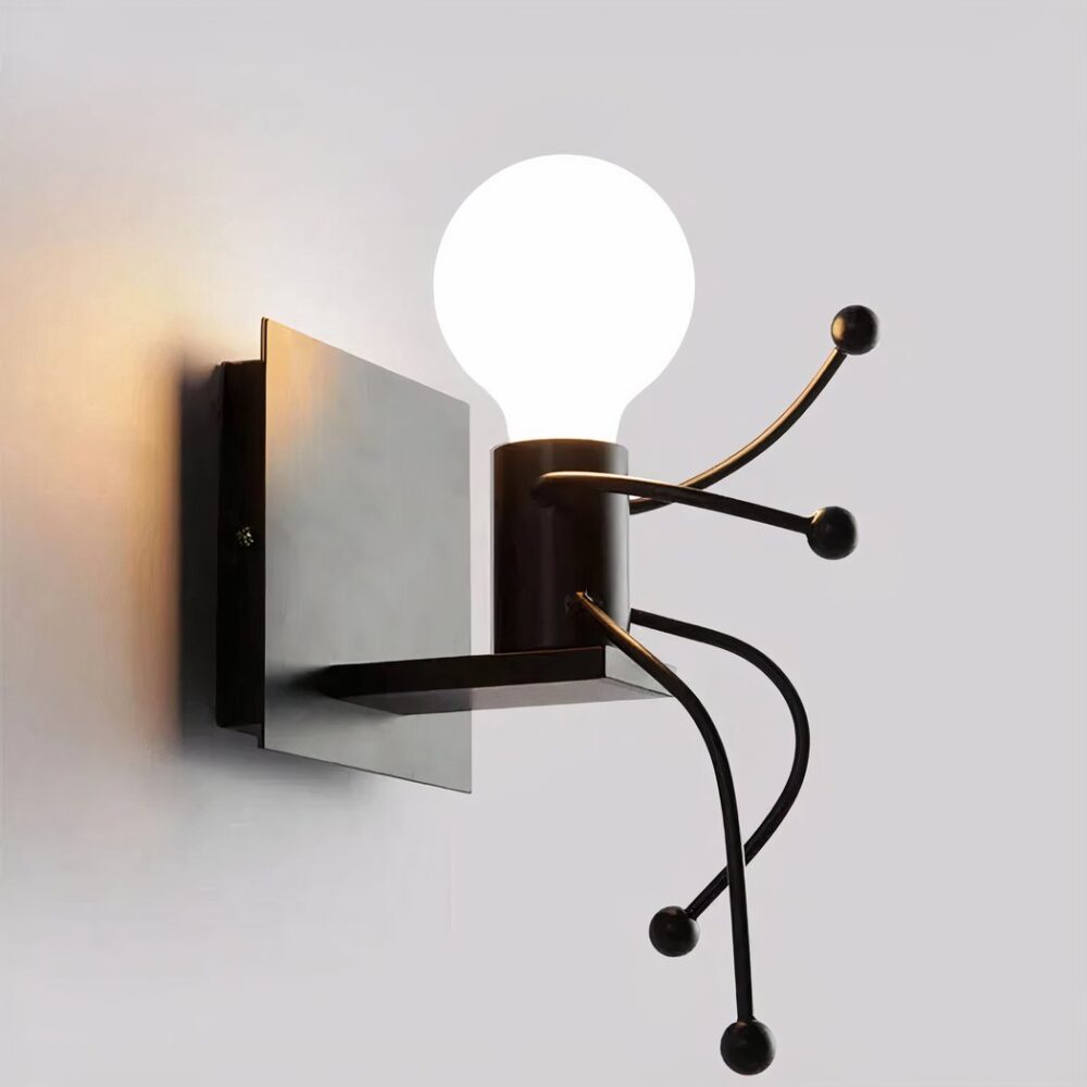 Applique murale minimaliste et moderne avec un personnage assis sur fond gris