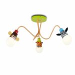 Lustre avec trois branches à tête d'animaux en métal