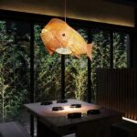 Lustre bambou en forme de poisson