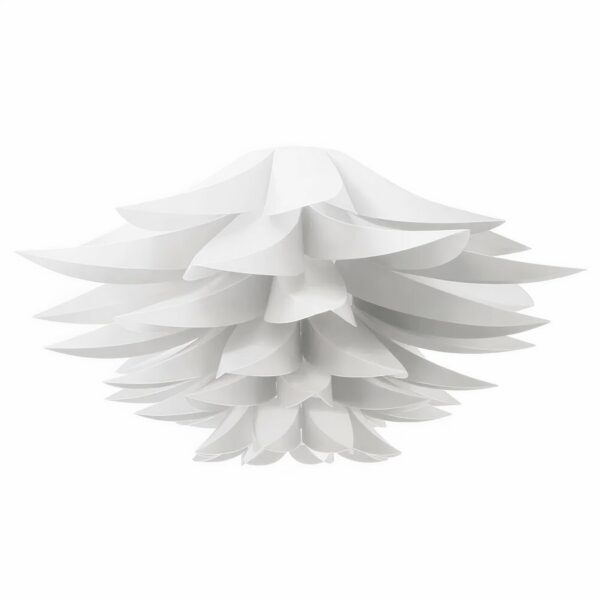 Lustre suspendu blanc au style origami. Avec. Sur un fond blanc.