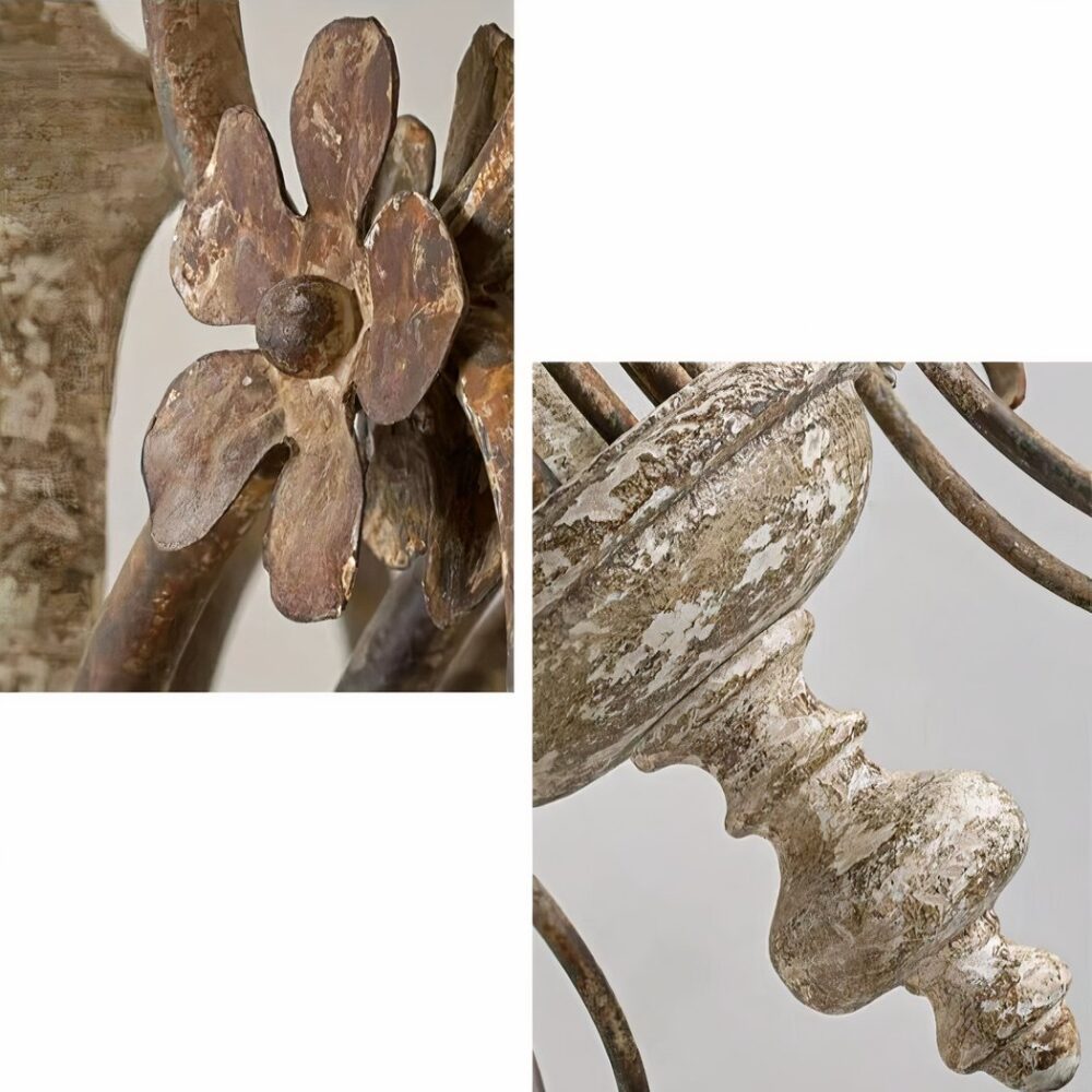 Lustre en laiton et bois style chandelier à bougies - vue d'ensemble