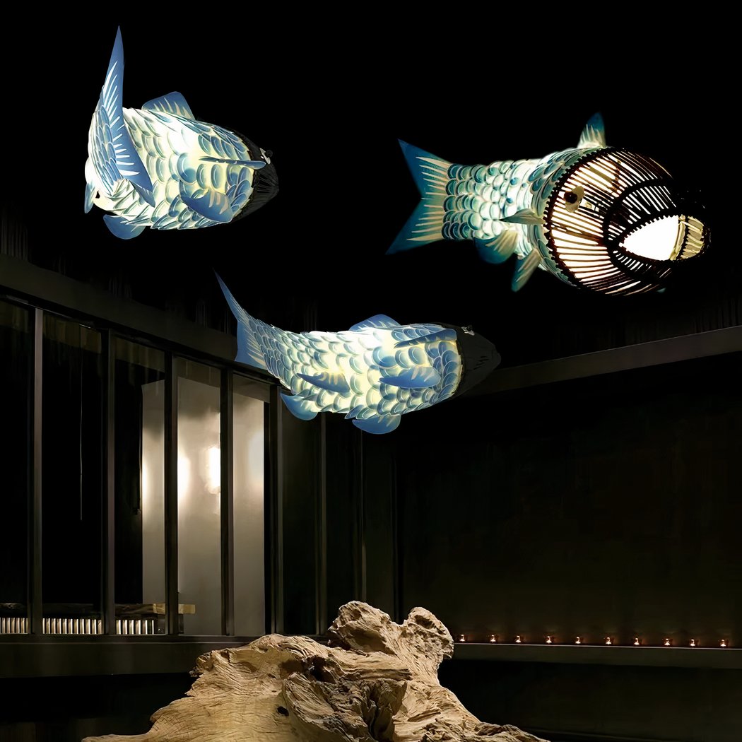 Lustre japonais LED en forme de gros poisson lustre japonais led en forme de gros poisson