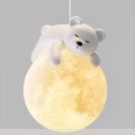 Lustre LED moderne et minimaliste en forme d'ourson en résine sur fond gris