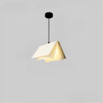 Lustre LED suspendu au design moderne en forme de livre sur fond gris