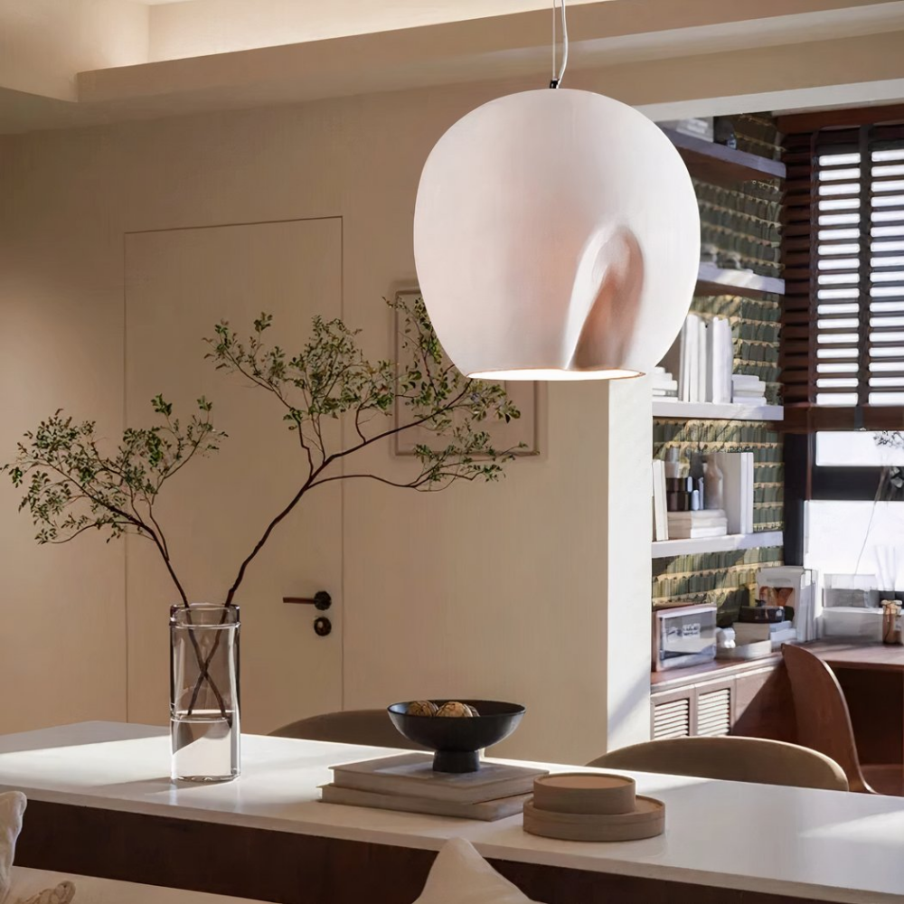 Lustre LED suspendu gris au design nordique minimaliste - vue de face