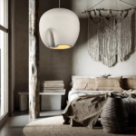 Lustre LED suspendu gris au design nordique minimaliste