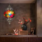 Lustre marocain LED en vitrail — détail
