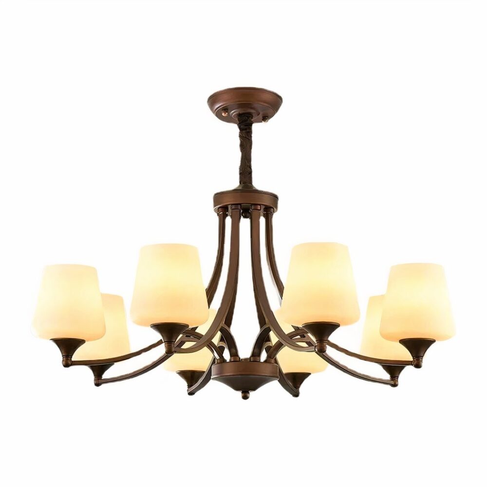 Lustre plafonnier LED suspendu en verre et métal au design rétro