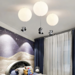 Lustre suspendu avec trois pandas en acrylique
