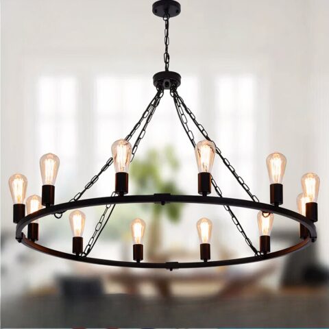 Lustre suspendu en métal décoratif au style rustique