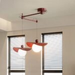 Lustre terracotta LED de table à manger rétractable - vue de côté