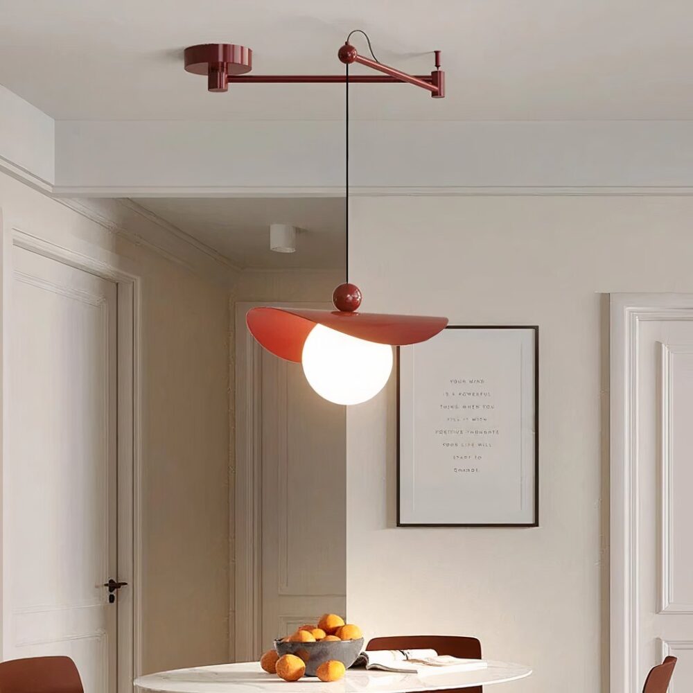 Lustre terracotta LED de table à manger rétractable - vue d'ensemble