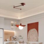 Lustre terracotta LED de table à manger rétractable - détail
