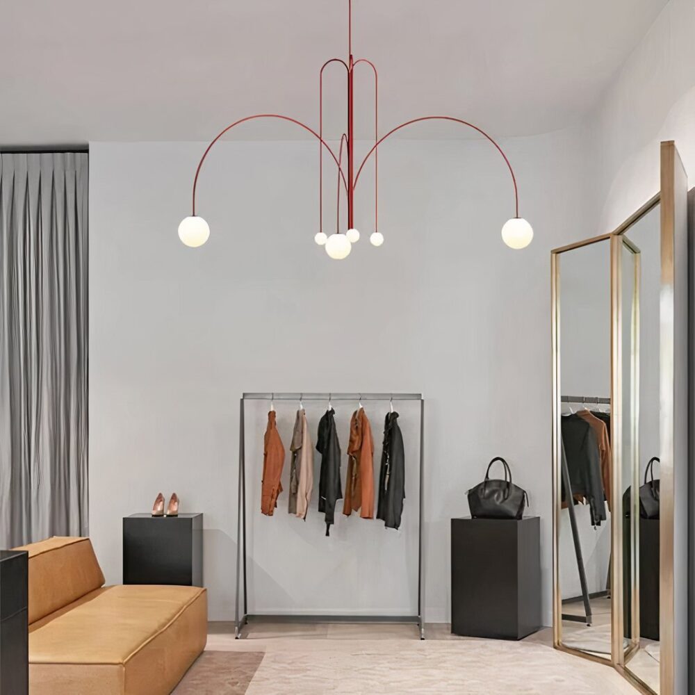 Lustre terracotta métal au design minimaliste d'intérieur