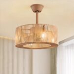 Lustre ventilateur de plafond lanterne en corde tressée