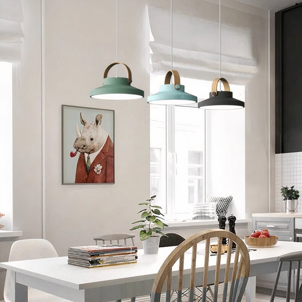 Suspension industrielle LED macaron - vue d'ensemble