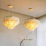 Suspension nacre moderne et luxueux avec armature ronde