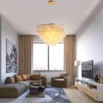Suspension nacre moderne et luxueux avec armature ronde - vue de face