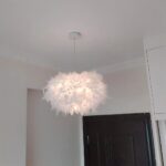 Suspension plume abat-jour blanc au style nordique - vue de face