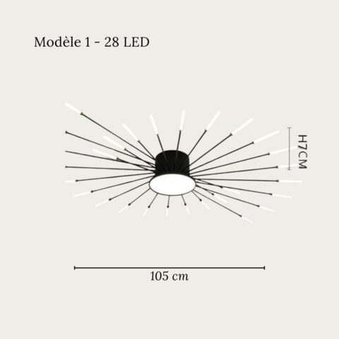 Lustre plafonnier moderne LED en métal style feu d'artifice