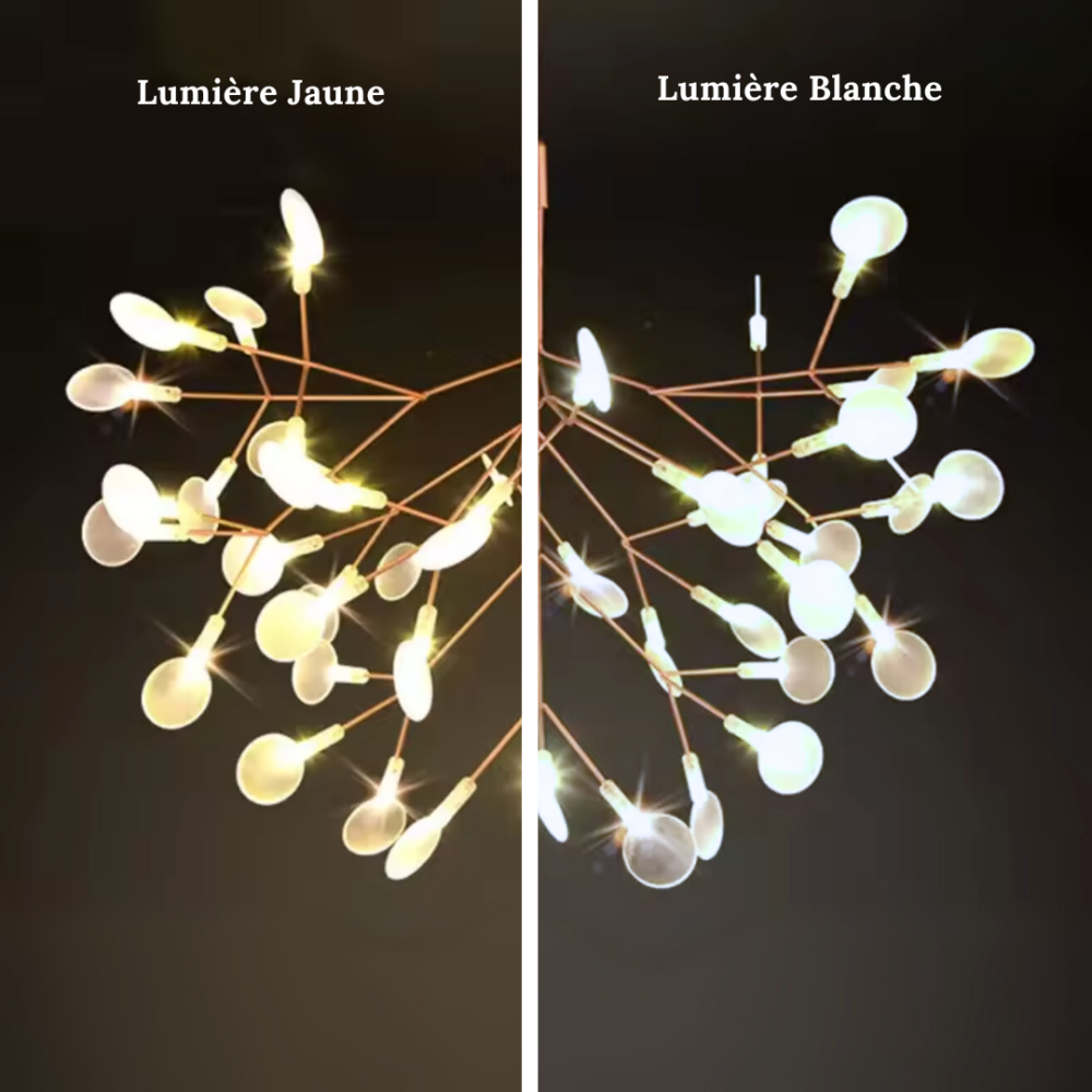 Lustre suspension moderne à LED original en forme d'arbre - vue rapprochée