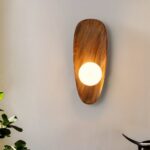 Applique murale en bois style coquillage avec sa perle lumineuse grand modèle
