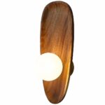 Applique murale en bois style coquillage avec sa perle lumineuse grand modèle - vue de côté