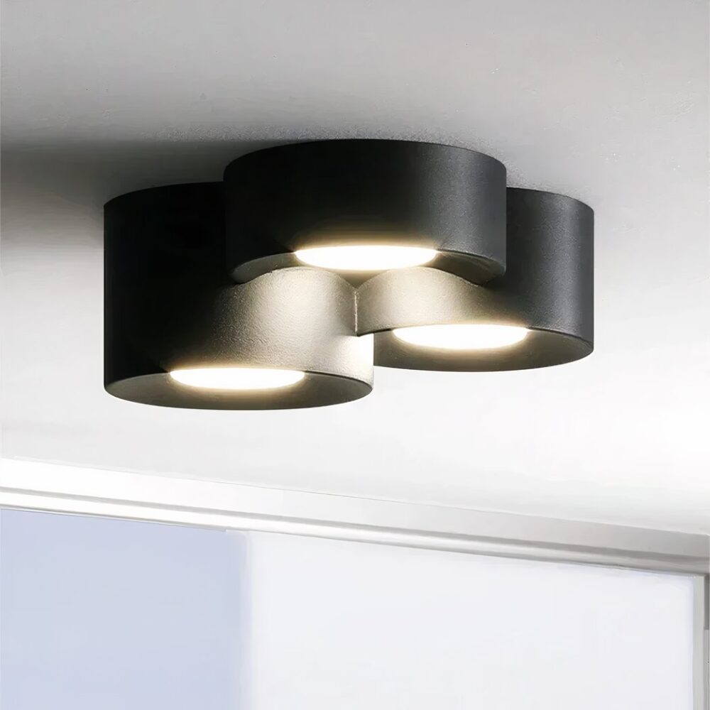 Lustre moderne LED au design minimaliste de cylindre et spot encastré