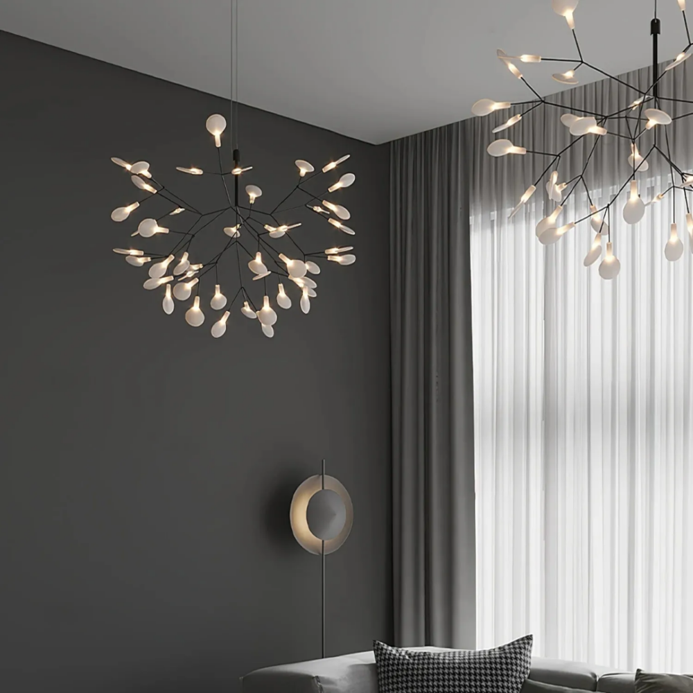 Lustre suspension moderne à LED original en forme d'arbre - mise en scène intérieur
