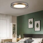 Lustre chambre adulte style années 70 en tissu et métal doré - vue de côté
