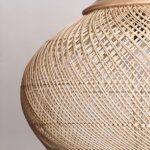 Lustre de chambre en bambou tissé à la main forme chapeau - vue de côté