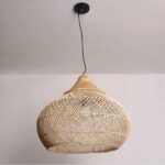 Lustre de chambre en bambou tissé à la main forme chapeau - vue d'ensemble