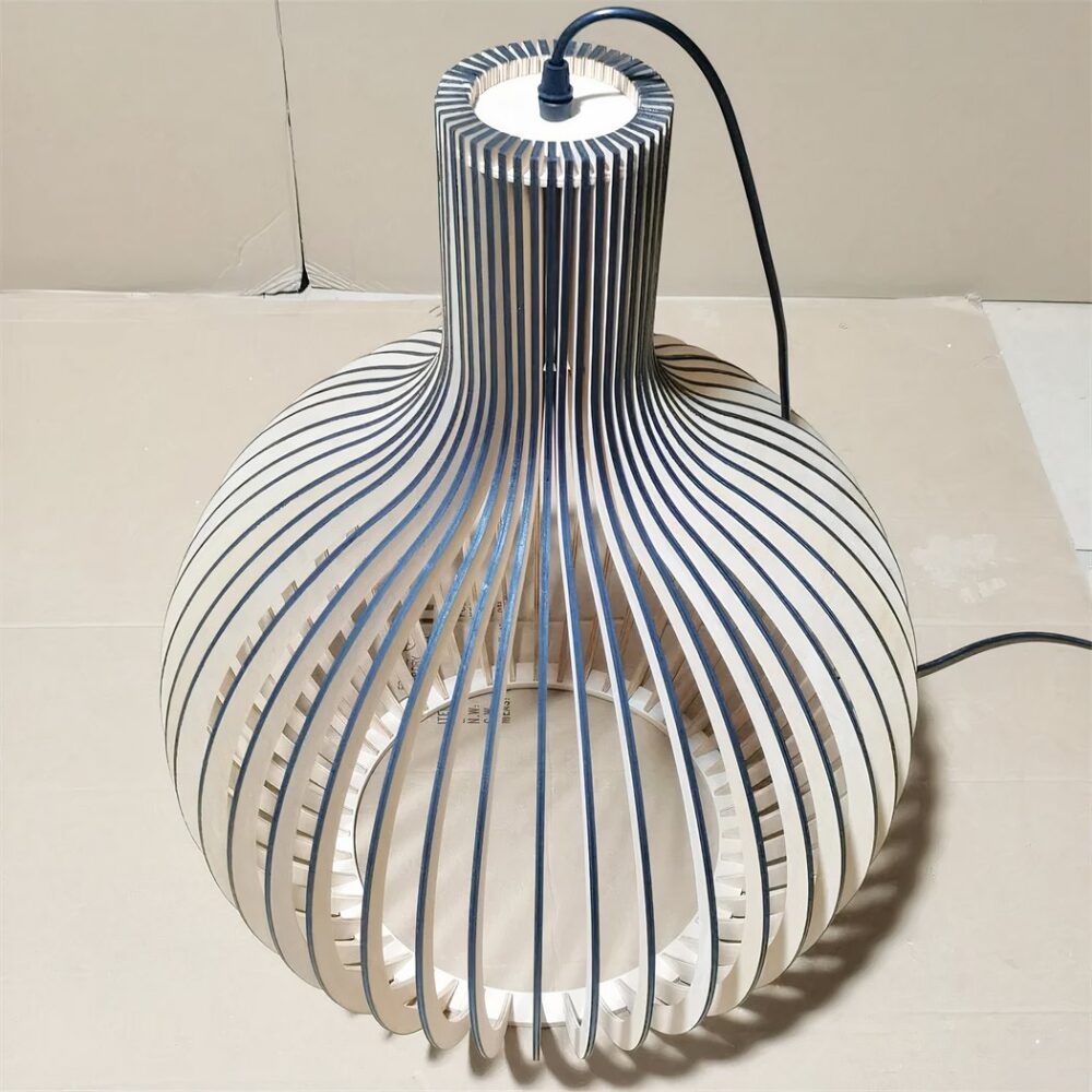 Lustre DIY en bois massif de bambou - zoom matière