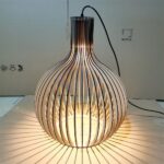 Lustre DIY en bois massif de bambou - ambiance allumée