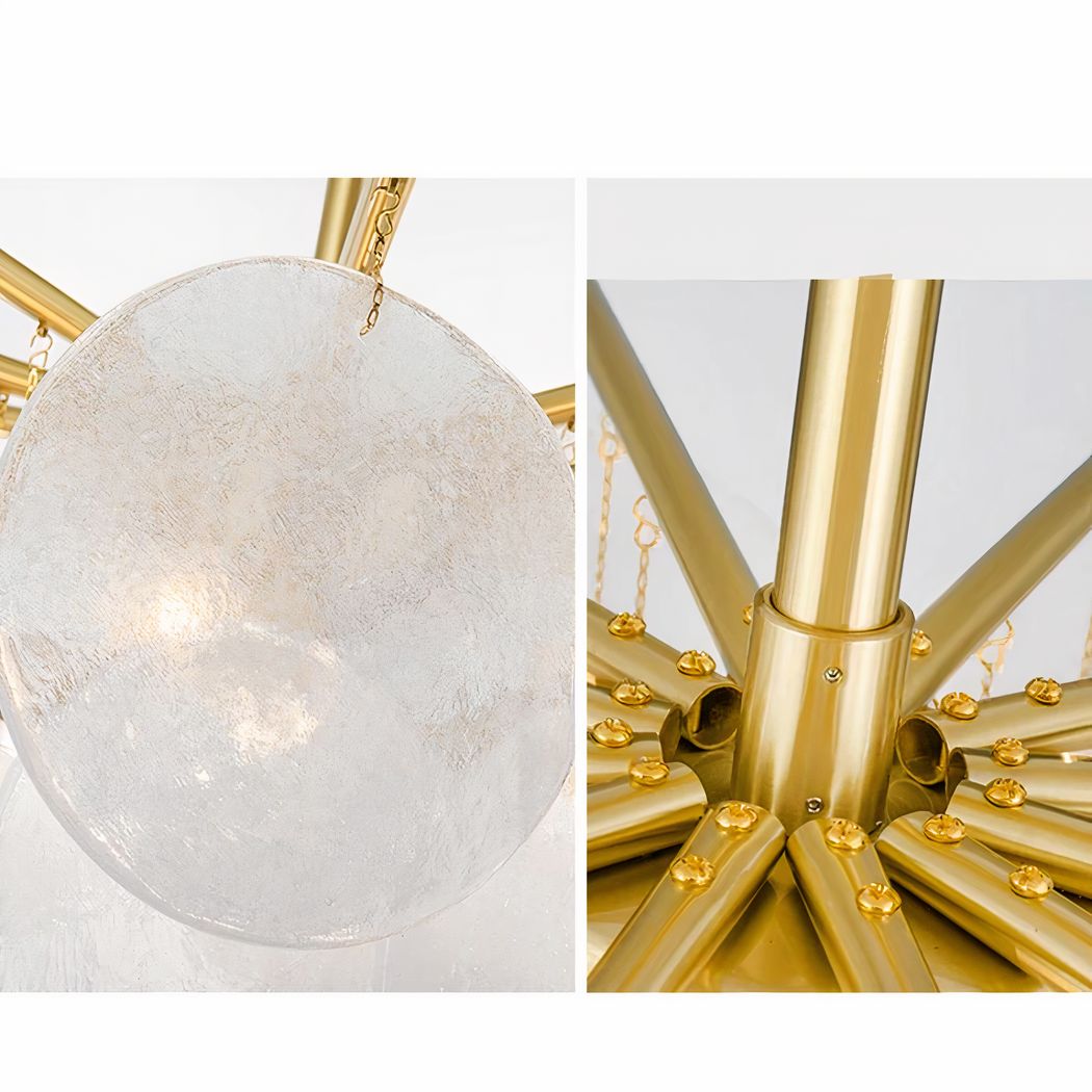 Lustre de chambre doré à pampilles de verre soufflé • Luminaires Tendance