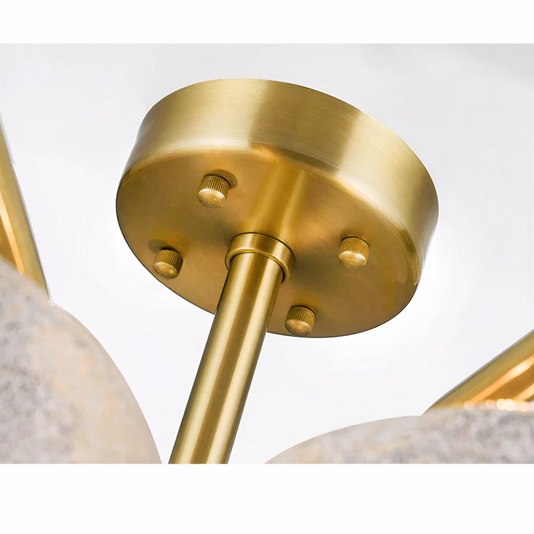 Lustre de chambre doré à pampilles de verre soufflé • Luminaires Tendance