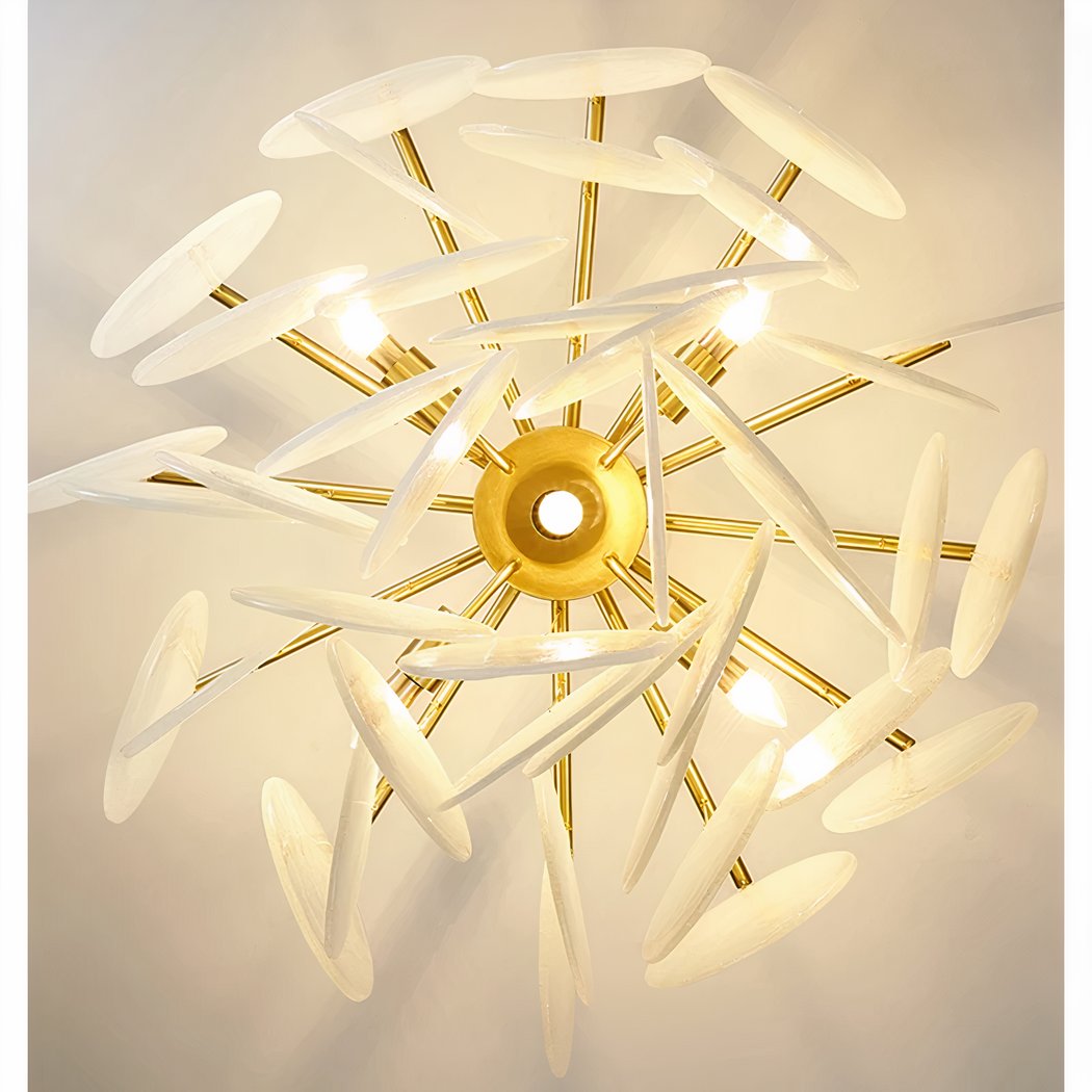 Lustre de chambre doré à pampilles de verre soufflé • Luminaires Tendance