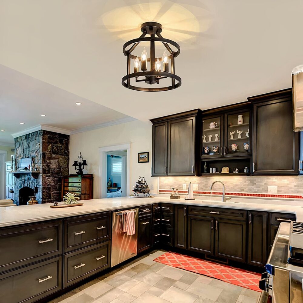 Lustre plafonnier vintage noir en forme de chandelier