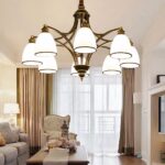 Lustre suspendu rétro en fer forgé noir et doré