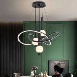 Lustre noir au design suspendu - vue de face
