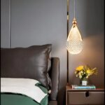 Lustre avec suspensions en forme de gouttes en acrylique